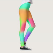 ホットピンクオレンジパープルターコイズパンク熱狂するプリント レギンス (右)