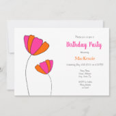 ホットピンクオレンジフラワーズ招待状 招待状 (正面)