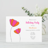 ホットピンクオレンジフラワーズ招待状 招待状 (スタンド正面)