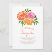ホットピンクオレンジフローラ結婚披露宴 招待状 (正面)