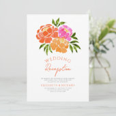 ホットピンクオレンジフローラ結婚披露宴 招待状 (スタンド正面)