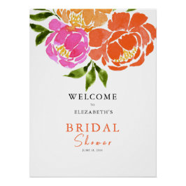 ホットピンクオレンジブライダルシャワー結婚ズへようこそ ポスター