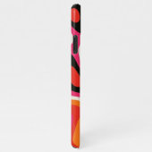 ホットピンクオレンジブラックアモルファス形状アートパターン iPhoneケース (右側)