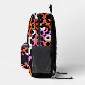 ホットピンクオレンジブラックミッドセンチュリーアートパターン プリントバックパック (右)