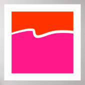 ホットピンクオレンジホワイトカラーブロック ポスター (正面)