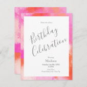 ホットピンクオレンジ抽象芸術ブラシストローク招待状 招待状 (正面/裏面)