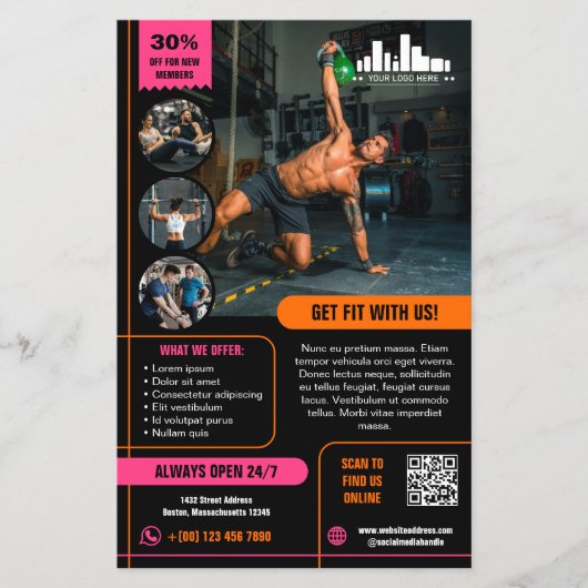 ホットピンクオレンジ特別オファーマーケティングとロゴ チラシ (正面)