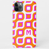 ホットピンクオレンジ白ミッドセンチュリーアートパターン iPhoneケース (裏面)