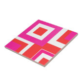 ホットピンクオレンジ色のホワイトジオメトリックブロック タイル (側面)