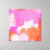 ホットピンクオレンジ色抽象芸術ブラシストローク キャンバスプリント (正面)