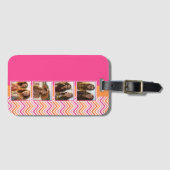 ホットピンクオレンジ4フォトコラージュ ラゲッジタグ (正面横)