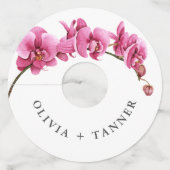 ホットピンクオーキズトロピカルフローラ結婚ズ ワイングラスタグ (正面)