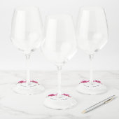 ホットピンクオーキズトロピカルフローラ結婚ズ ワイングラスタグ (セット)