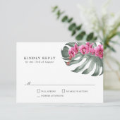 ホットピンクオーキッズトロピカルウェディングRSVP 出欠カード (スタンド正面)