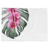 ホットピンクオーキッドトロピカルウォーターのカラーフローラ ラージペーパーバッグ (裏面)