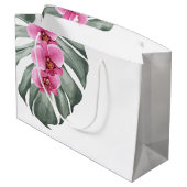 ホットピンクオーキッドトロピカルウォーターのカラーフローラ ラージペーパーバッグ (裏面アングル)
