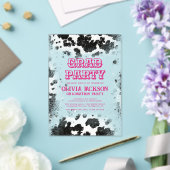 ホットピンクカウズプリントウェスタン卒業 アクリル招待状 (インサイチュ (ウェディング))