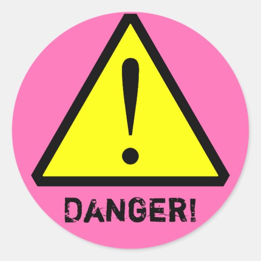 ホットピンクカスタマイズ警告可能シンボルのシール ラウンドシール (正面)