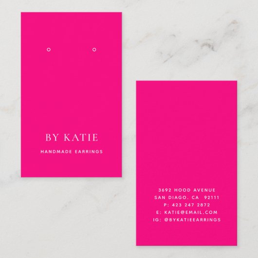 ホットピンクカスタムのイヤリングディスプレイカード 名刺 (正面/裏面)
