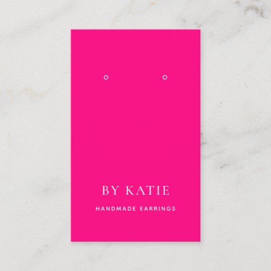 ホットピンクカスタムのイヤリングディスプレイカード 名刺 (正面)