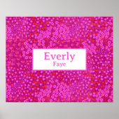 ホットピンクカスタム子供部屋ベビーガール名デコール ポスター (正面)