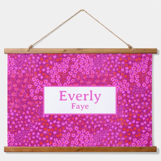 ホットピンクカスタム子供部屋ベビーガール名デコール 吊り下げ型タペストリー (正面)