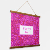 ホットピンクカスタム子供部屋ベビーガール名デコール 吊り下げ型タペストリー (傾斜あり)