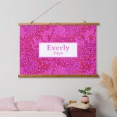 ホットピンクカスタム子供部屋ベビーガール名デコール 吊り下げ型タペストリー (寝室)