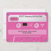 ホットピンクカセットレトロ誕生日パーティー 招待状 (裏面)