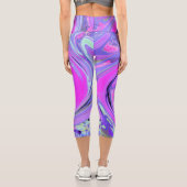 ホットピンクカラフルとパープルボホヒッピーの渦巻き カプリレギンス (裏面)