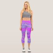 ホットピンクカラフルとパープルボホヒッピーの渦巻き カプリレギンス (正面)