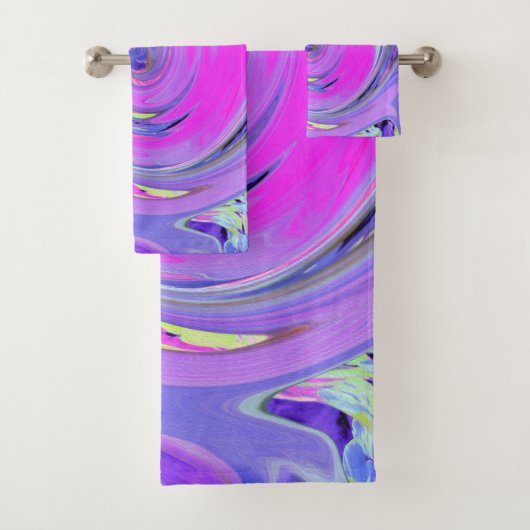 ホットピンクカラフルとパープルボホヒッピーの渦巻き バスタオルセット (インサイチュ)