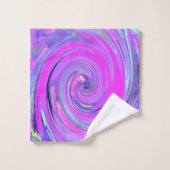 ホットピンクカラフルとパープルボホヒッピーの渦巻き バスタオルセット (ウォッシュタオル)