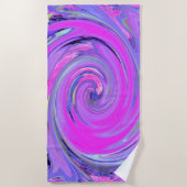 ホットピンクカラフルとパープルボホヒッピーの渦巻き ビーチタオル (正面)