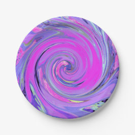 ホットピンクカラフルとパープルボホヒッピーの渦巻き ペーパープレート