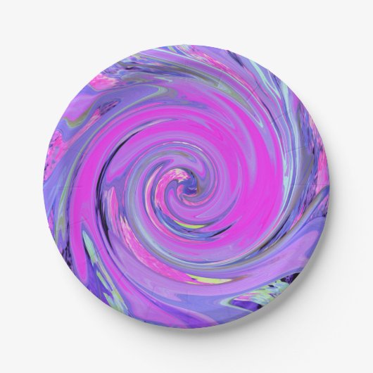 ホットピンクカラフルとパープルボホヒッピーの渦巻き ペーパープレート (正面)