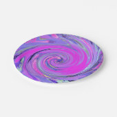 ホットピンクカラフルとパープルボホヒッピーの渦巻き ペーパープレート (アングル)
