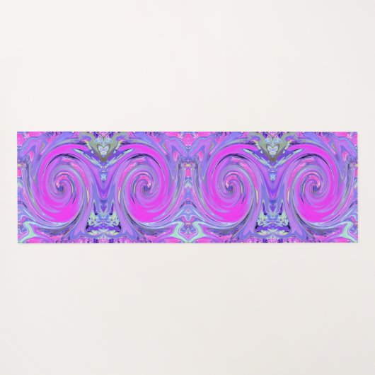 ホットピンクカラフルとパープルボホヒッピーの渦巻き ヨガマット (裏面(横))