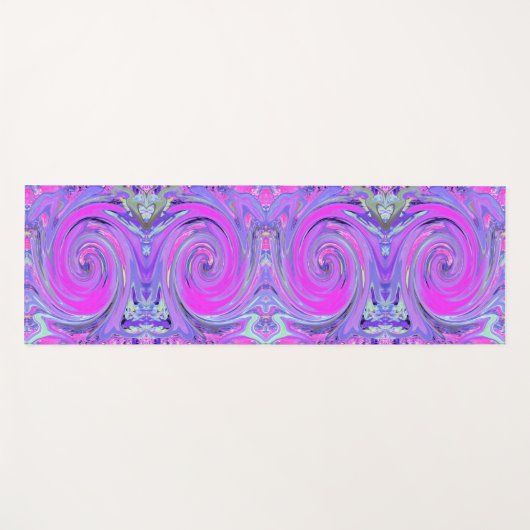 ホットピンクカラフルとパープルボホヒッピーの渦巻き ヨガマット (正面(横))