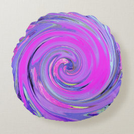 ホットピンクカラフルとパープルボホヒッピーの渦巻き ラウンドクッション