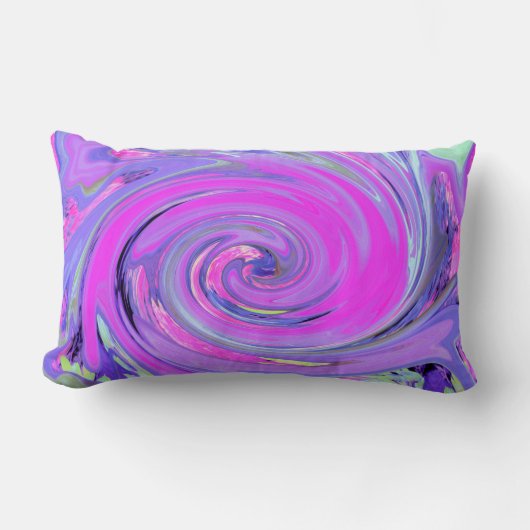 ホットピンクカラフルとパープルボホヒッピーの渦巻き ランバークッション (正面)
