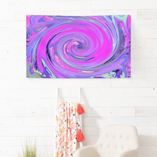 ホットピンクカラフルとパープルボホヒッピーの渦巻き 横断幕 (インサイチュ)
