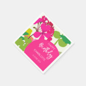 ホットピンクガーデンフローラ誕生日パーティー スタンダードカクテルナプキン (角)