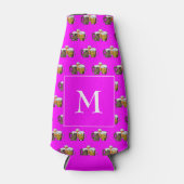 ホットピンクガーリーのモノグラムビール ボトルクーラー (正面)
