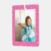 ホットピンクガーリーの魔法のユニコーンの子供の写真 メタルオーナメント (正面左)