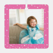 ホットピンクガーリーの魔法のユニコーンの子供の写真 メタルオーナメント (正面)