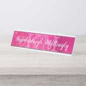 ホットピンクガーリーグラムダイヤモンドスパークルモノグラム名 デスクネームプレート (正面)