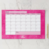 ホットピンクガーリーグラムモノグラムネームデスクカレンダー ペーパーパッド (インサイチュ)