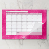 ホットピンクガーリーグラムモノグラムネームデスクカレンダー ペーパーパッド (折り畳み)