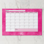 ホットピンクガーリーグラムモノグラムネームデスクカレンダー ペーパーパッド (正面)